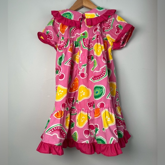 Vintage Fruit Pattern Smock Collar Dress Summer Girls 3X - Picture 2 of 8